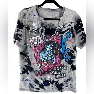 Vintage Smoke Rise Denim Co. Demon Tie Dye Tee "Black/Grey" Tee Sz Small